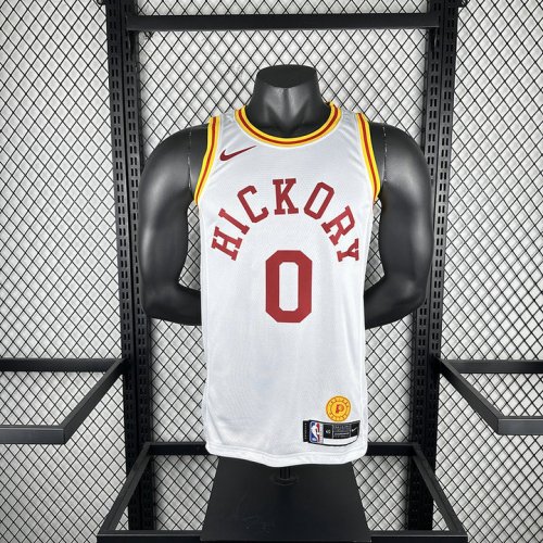 Maillot de Basket #0 Haliburton Pacers 20-21 Vintage Blanc Imprimé